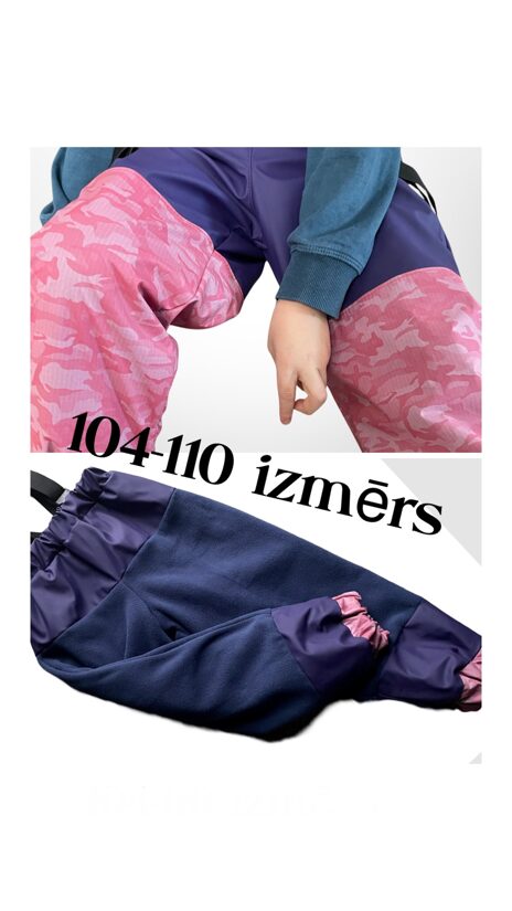 Divpusējas Lietus bikses ar flīša siltinājumu lillā