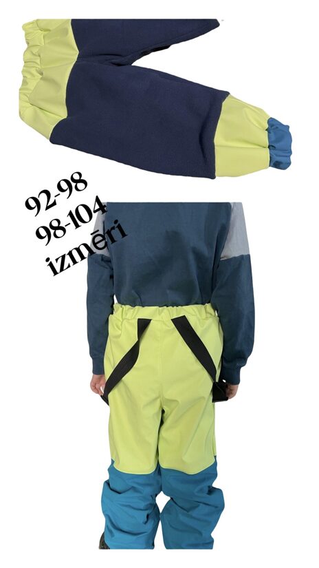 Divpusējas Lietus bikses ar flīša siltinājumu zilas