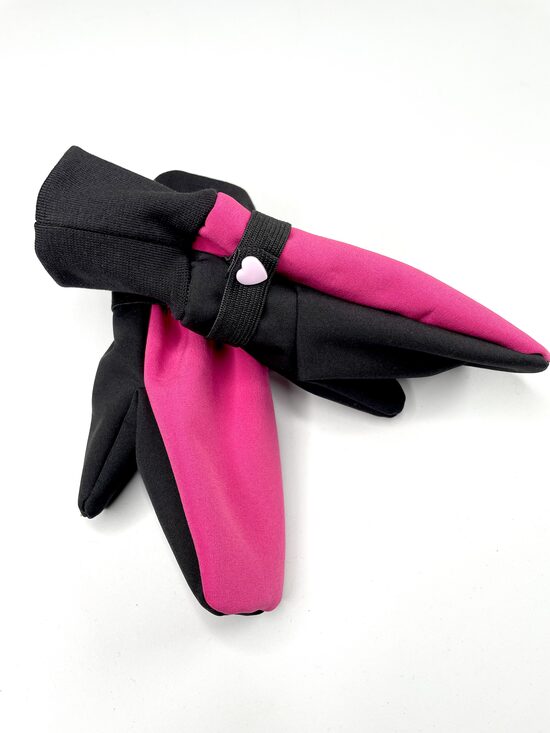 Softshell cimdi starpsezonu Rozā+melns. Īsie